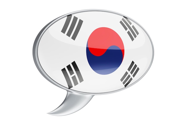 Speech ballon met Zuid-Koreaanse vlag 3D-rendering