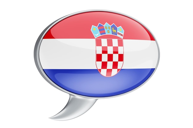 Speech balloon with Croatian flag 3D rendering isolated on white background