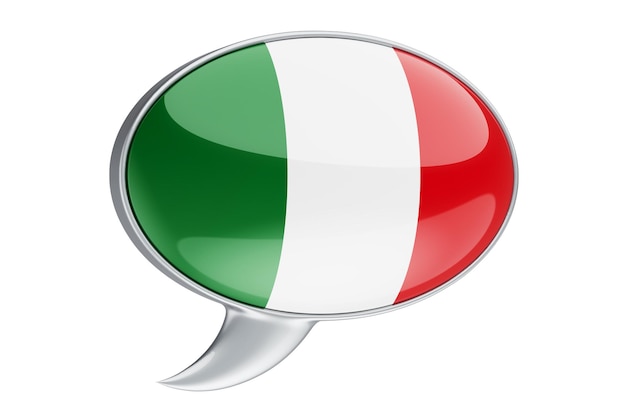 Foto palloncino vocale con rendering 3d della bandiera italiana