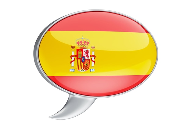 Speech balloon with Spanish flag 3D rendering