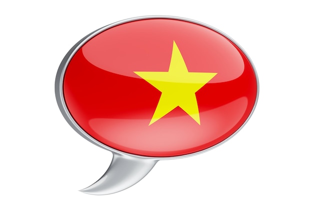 Speech balloon with Vietnamese flag 3D rendering