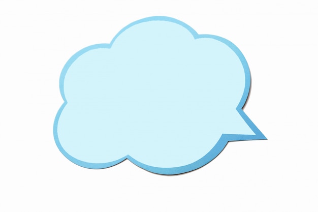 Photo speech bubble as a cloud with blue border isolated on white