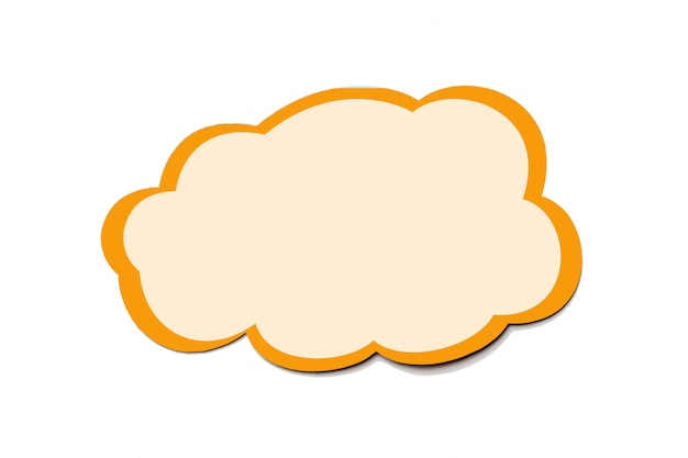 Photo speech bubble as a cloud with orange border isolated on white