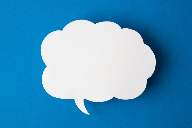 Photo speech bubble on blue background