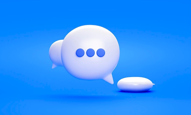 Speech bubble chat message icon or symbol social media conversation sign 3D rendering