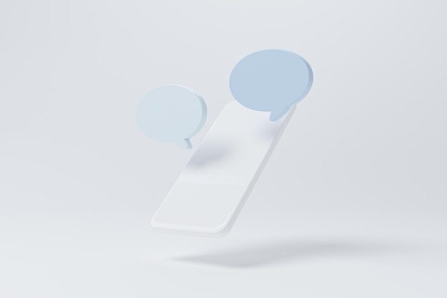 Photo speech bubble and mobile smartphone on white background