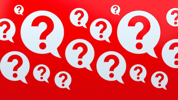 Speech bubble and question marks.3d render