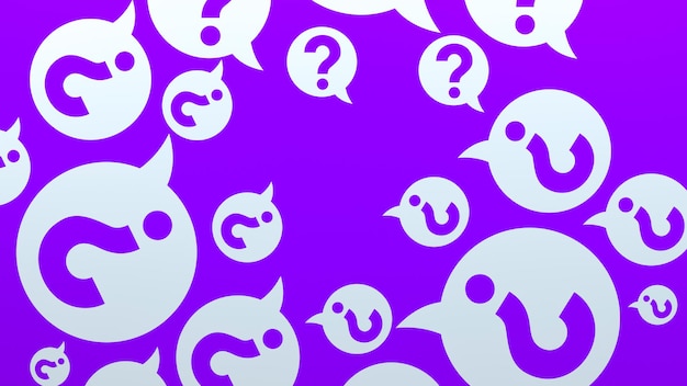 Speech bubble and question marks