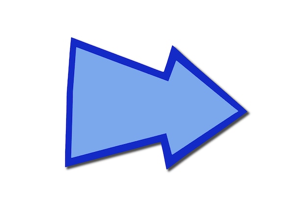 Speech bubble sign in form of blue right arrow isolated