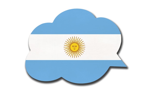 Фото Речевой пузырь с изолированным национальным флагом аргентины или аргентинской республики