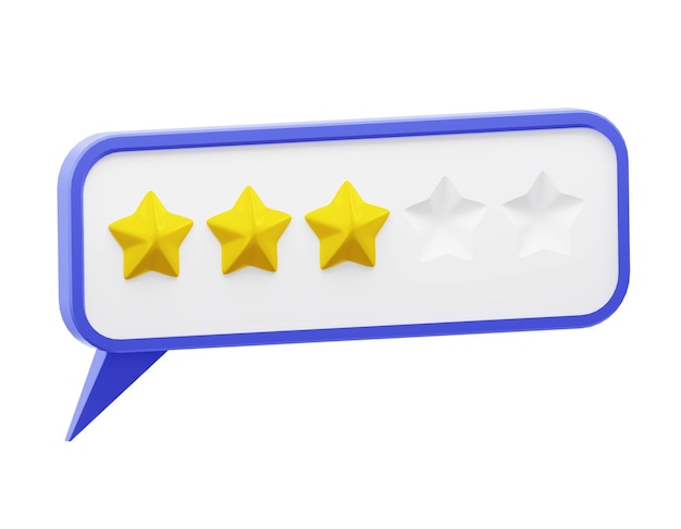 speech bubble with glossy yellow stars review rating bubble