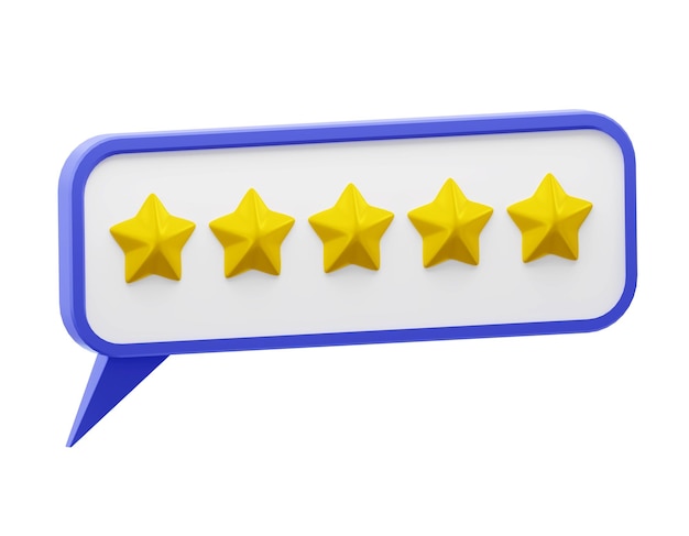 speech bubble with glossy yellow stars review rating bubble