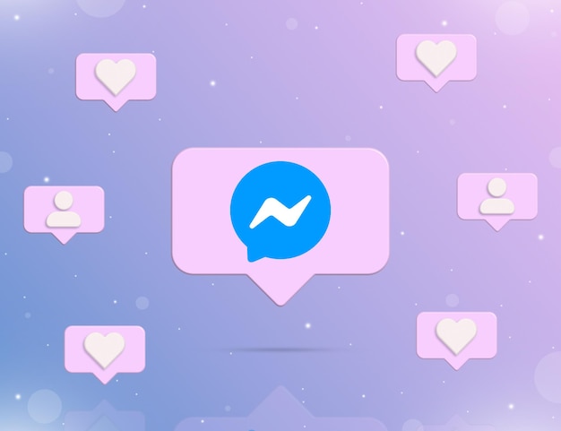 Speech bubble with instagram logo and notifications about likes and subscriptions around 3d