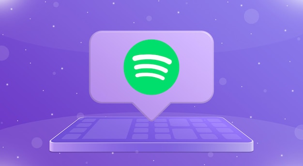 Speech bubble with spotify logo icon over smartphone 3d