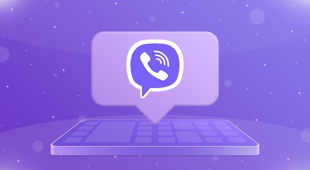 Speech bubble with viber logo icon over smartphone 3d