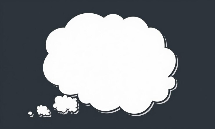 Photo a speech bubble with a white cloud that says a cow