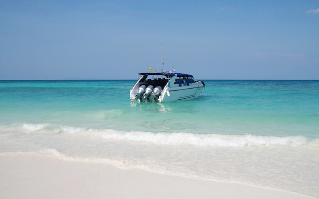 Speed boat on beach 