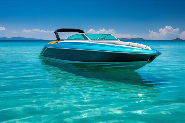 Speed boat floating turquoise water