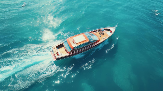 speed boat floating turquoise water