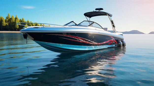 Photo a speed boat is in the water with the words  speed  on the side