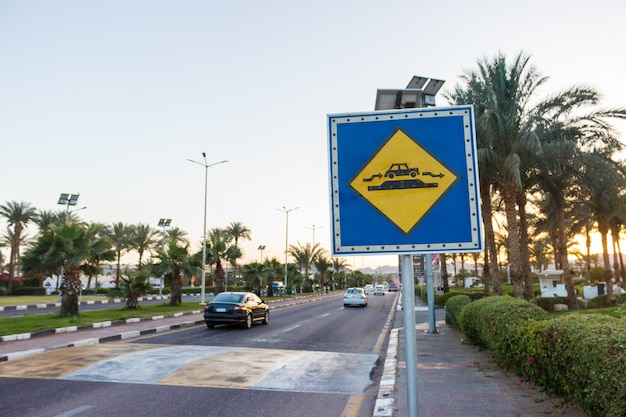 Speed Bump sign on the sunny road 