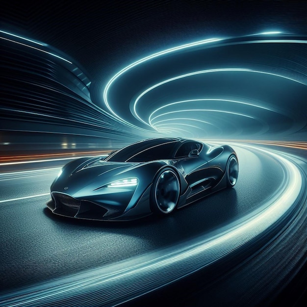 speed demon elegance modern sports car navigating a thrilling dark curve with finesse