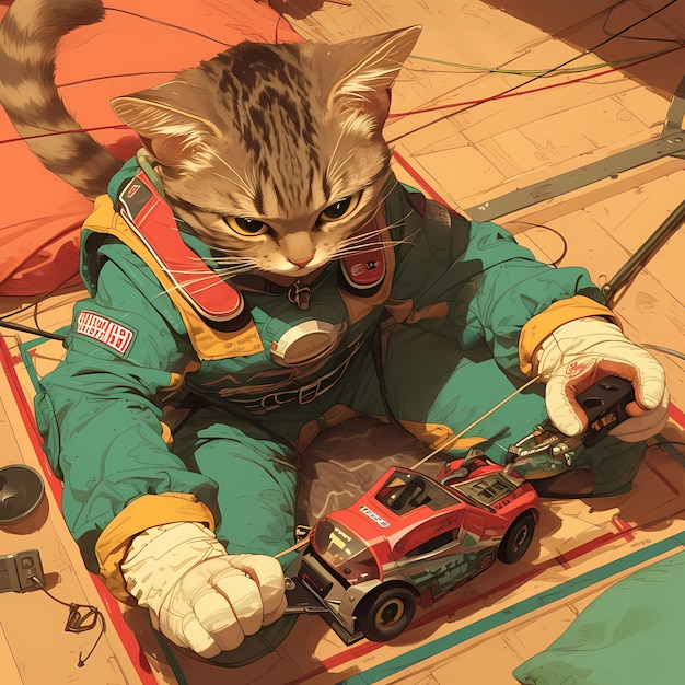 Speed Demon Feline in een raceruimte