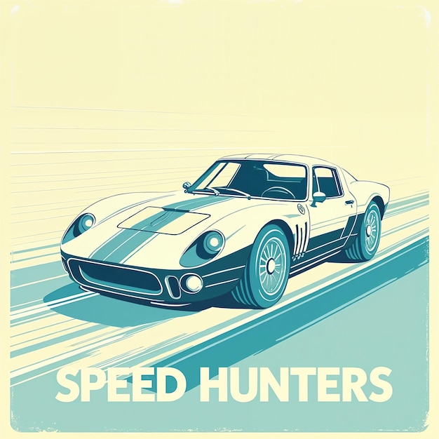 Speed Hunters: Illustratie van een vintage raceauto