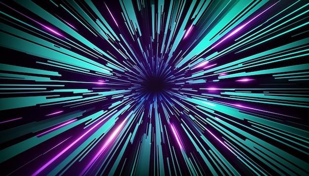 Photo speed lights background abstract of warp hyperspace motion in star trail hyperzoom space effect