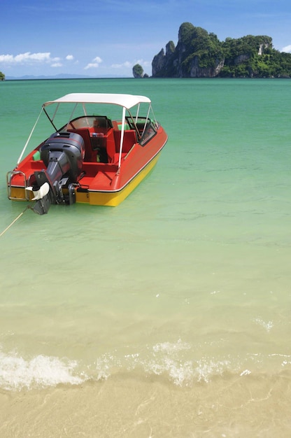 Speedboat on a tropical beach