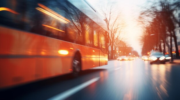 Foto l'autobus della città che supera la velocità sul sunrise boulevard