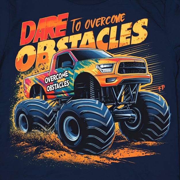 Speeding Thrills Monster Truck Tee with Daredevil Spirit