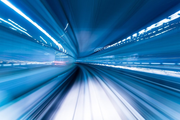 Speeding train through the tunnel