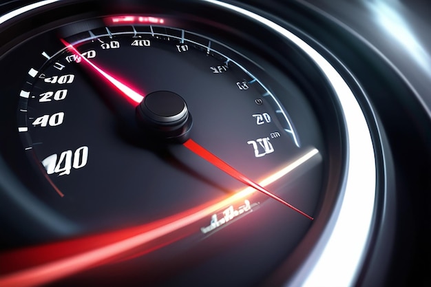 Photo speedometer scoring high speed in a fast motion blur racetrack background speeding car background