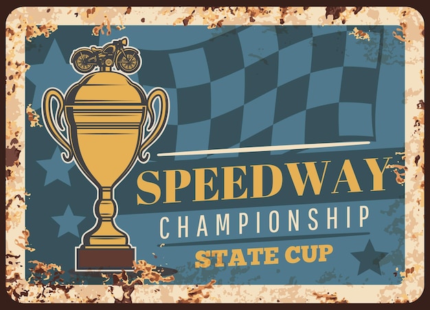 Photo speedway championship cup metal rusty plate races