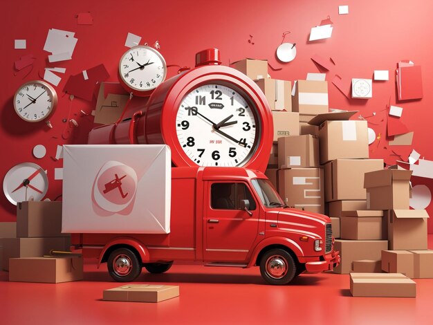 Photo speedy deliveries red express shipping delivery car