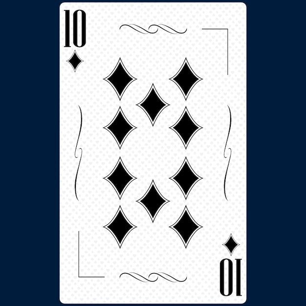 Speelkaart Tien pak Diamond 10 zwart-wit modern design Standaard formaat poker poker casino 3D render 3D illustratie