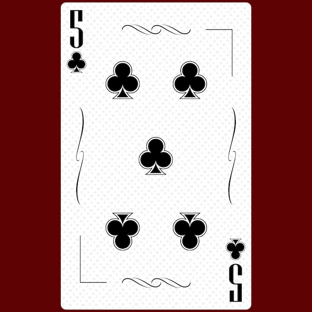 Foto speelkaart vijf pak clubs 5 zwart-wit modern design standaard formaat poker poker casino 3d render 3d illustratie