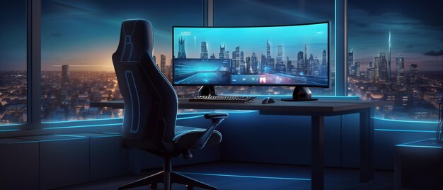 Speelkamer met een computer voor cybergamers