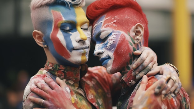 Speels homopaar in regenboogkleuren