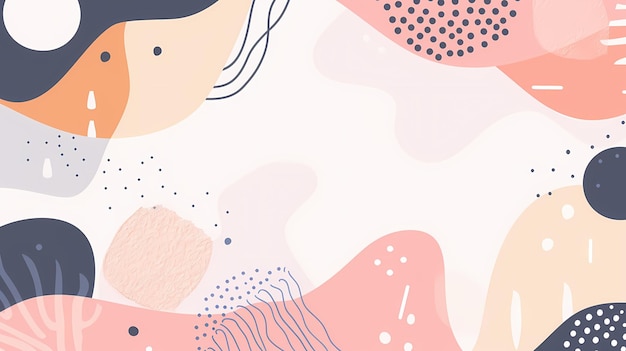 Speels minimalistisch plat ontwerp met abstracte vormen op een heldere achtergrond