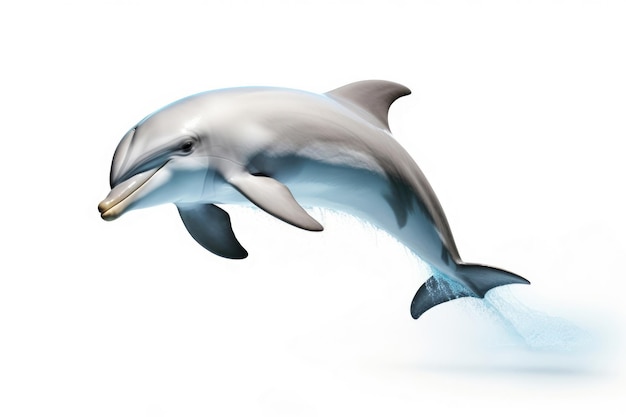 Foto speelse dolfijn op witte achtergrond