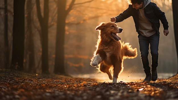 Speelse gelukkige hond rennen en springen