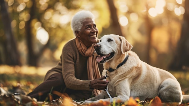 speelse hond en zijn eigenaar in de natuur buiten pragma