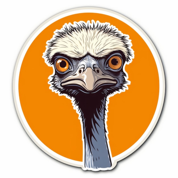 Speelse karikatuur sticker van Emu in retro vintage stijl