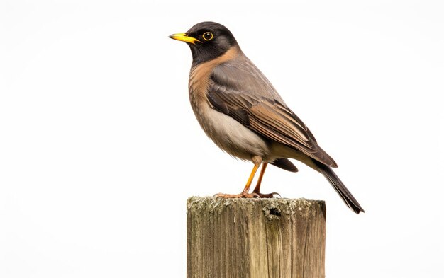 Foto speelse myna-charme op witte achtergrond