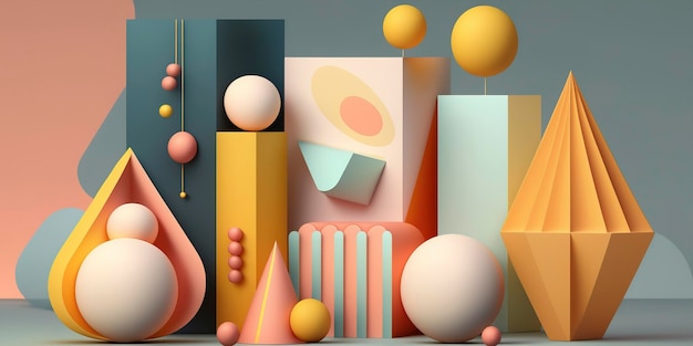 Speelse pastelkleurige geometrische vormen voor een moderne esthetiek