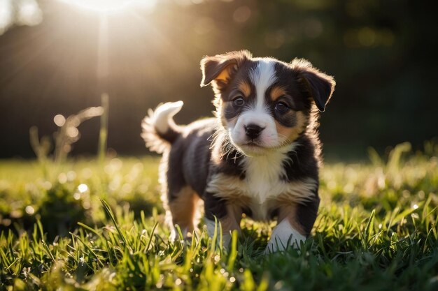 Speelse puppy's in het zonlicht