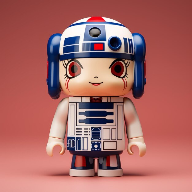 Speelse R2d2 pop op roze achtergrond Fotorealistische compositie