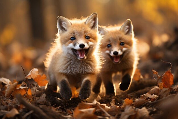 Speelse Red Fox Cubs bij het spelen